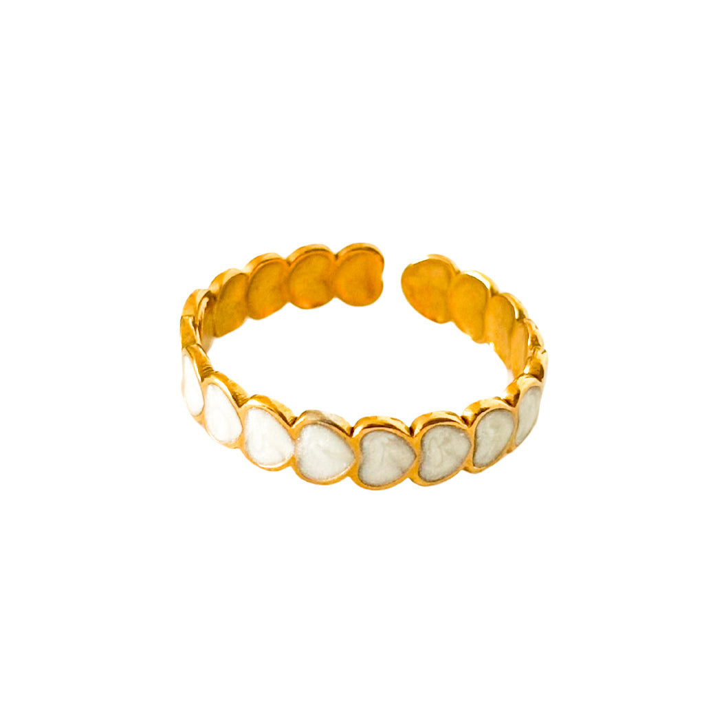 Anillo Corazones Blancos